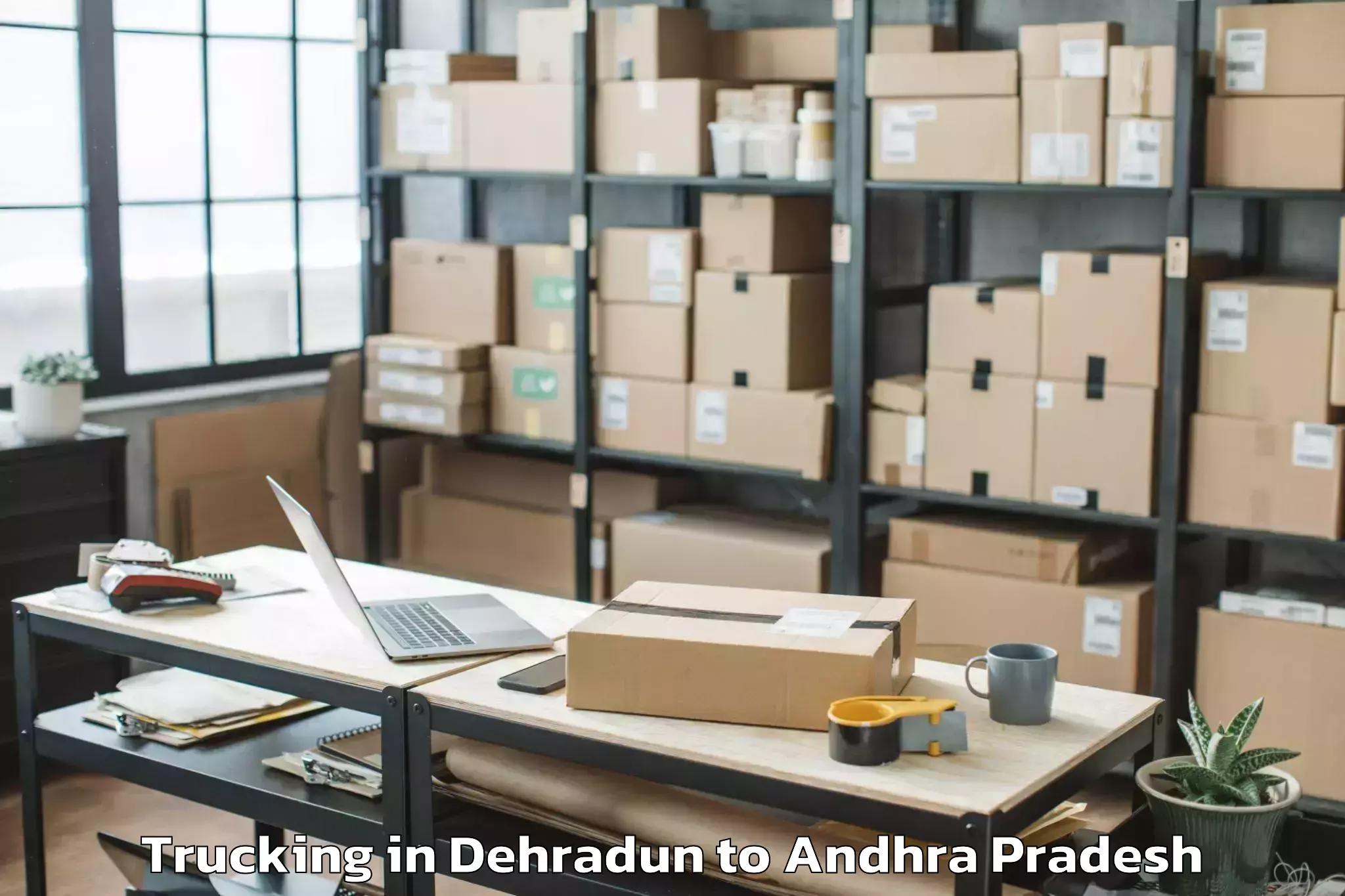 Book Dehradun to Peddakadabur Trucking Online